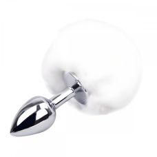 Анальний металевий затор з білим хвостиком