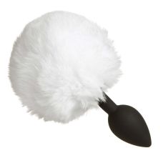 Анальна силіконова пробка з хвостиком зайчика білим S