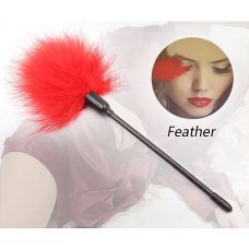 Щекоталка БДСМ на  длинной ручке красная DS Fetish длина 400 мм