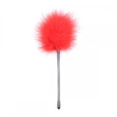 Щекоталка с короткой ручкой БДСМ красного цвета DS Fetish 