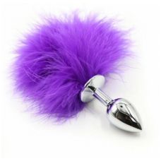 Анальна металева пробка з фіолетовим хвостиком S