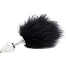 Металева анальна пробка з хвостиком розмір S чорна