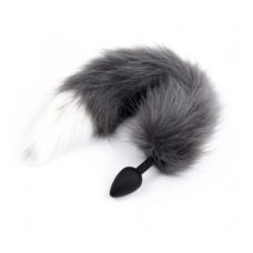 Анальний силіконовий затор S з чорним хвостом DS Fetish