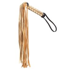 Плетка с плетеной ручкой ручной работы золотой с черным DS Fetish 