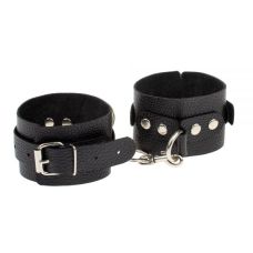 Оковы для рук кожаные sLash Obediens черные с металлическими заклёпками