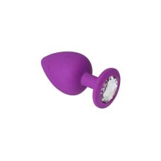 Анальний плаг з силікону з кристалом розмір S фіолетовий