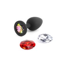 Анальная пробка черного цвета со съемными камнями NS Novelties размер Small