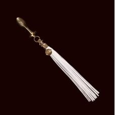 Анальна пробка металева та флогер Кінський хвіст Lockink золотисто-біла