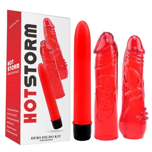 Вибратор с двумя реалистичными насадками красный CHISA Hotstorm Hers Dildo Kit