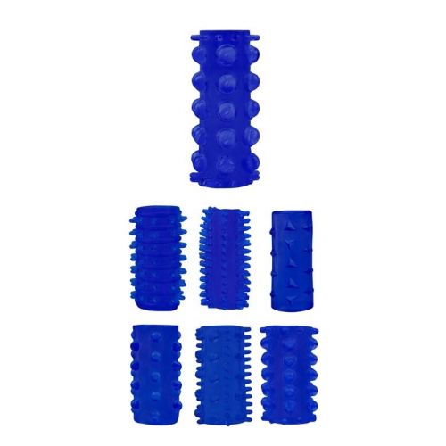Набор из 7 открытых насадок синих Penis Sleeve Kits