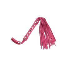 Флогер з металевими заклепками БДСМ замшевий рожевого кольору DS Fetish Leather flogger pink suede leather