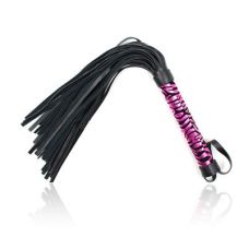 Флогер БДСМ зі штучної шкіри леопардового чорно-рожевого кольору DS Fetish довжина 390 мм
