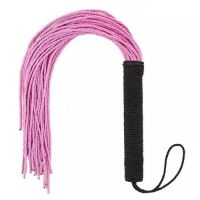 Флоггер БДСМ из плотных сплетенных веревок черно розового цвета DS Fetish Rope flogger black pink