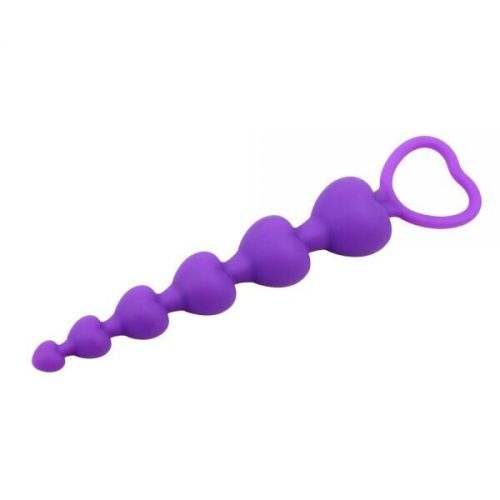 Анальная цепочка Chisa Heart Booty Beads фиолетовая