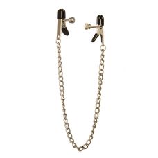 Затискачі для сосків плоскі БДСМ на ланцюжку сріблястого кольору DS Fetish