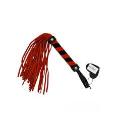 Флогер БДСМ з ніжного замшу чорно оранжевого кольору DS Fetish Leather flogger orange розмір M
