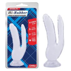 Анально-вагинальный фаллоимитатор для двойного проникновения на присоске прозрачный CHISA Hi Rubber Inch Dildo