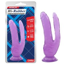 Двойной анально вагинальный фаллоимитатор на присоске фиолетовый CHISA Hi Rubber 8.0 Inch Dildo