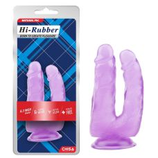 Двойной анально вагинальный фаллоимитатор на присоске фиолетовый CHISA Hi Rubber 6.3 Inch Dildo