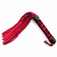 Флоггер БДСМ из натуральной замши с плетением в ромбик красно черного цвета DS Fetish длина 390 мм