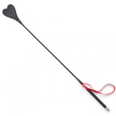 Стек в форме сердца БДСМ из искусственной кожи черного цвета с красным DS Fetish Crop heart black