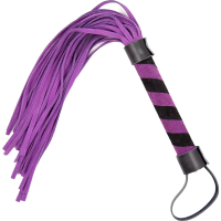 Флоггер БДСМ из нежного замша черно фиолетового цвета DS Fetish Leather flogger purple размер M 