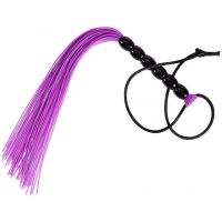 Плетка БДСМ фіолетового кольору з чорною ручкою із кульок DS Fetish 
