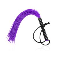 Міні флогер БДСМ силіконовий фіолетового кольору з чорною ручкою з кульок DS Fetish довжина 215 мм