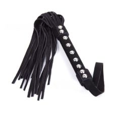 Флогер БДСМ чорного кольору зі срібними заклепками DS Fetish Leather flogger black suede leather