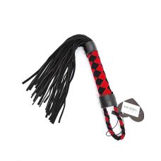 Флогер БДСМ замшевий червоно чорного кольору DS Fetish Leather flogger red black розмір M
