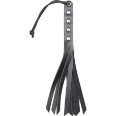 Міні флогер із заклепками БДСМ натуральна шкіра чорний DS Fetish 270 мм