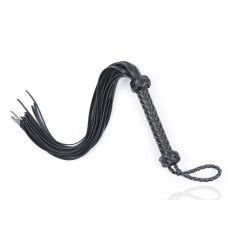 Флогер БДСМ із плетених кісок чорного кольору DS Fetish Leather flogger