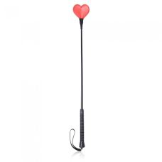 Стек сердечко БДСМ из искусственной кожи красно черного цвета DS Fetish Crop heart red black
