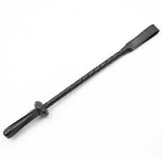 Стек с длинной плетенной ручкой БДСМ из искусственной кожи черного цвета DS Fetish 