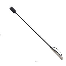 Стек БДСМ зі штучної шкіри чорного кольору з ручкою зі стразами DS Fetish Crop bling glass diamond