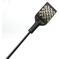 Стек БДСМ із металу та штучної шкіри сріблясто чорного кольору DS Fetish Squared crop