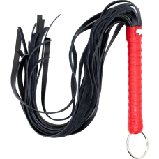 Флогер БДСМ з натуральної шкіри червоно чорного кольору DS Fetish Flogger leather black red розмір L