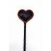 Стек в форме красного сердца с плетением БДСМ из искусственной кожи черного цвета DS Fetish 