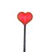 Стек в форме красного сердца с плетением БДСМ из искусственной кожи черного цвета DS Fetish 