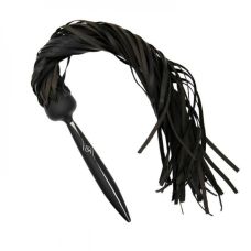 Флоггер со сменными насадками БДСМ натуральная кожа черный Lockink 580 мм