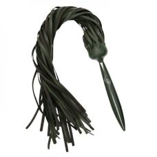 Флоггер со сменными насадками БДСМ натуральная кожа зеленый Lockink 580 мм