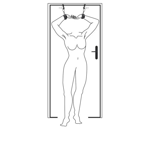 Фиксаторы для рук на двери БДСМ искусственная кожа черный EasyToys