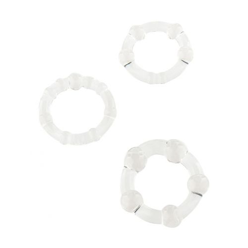 Набор из 3 шт эрекционных колец без вибрации белые STAY HARD - Three Rings Clear
