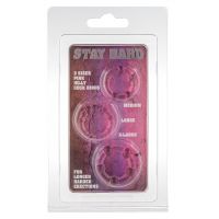 Набор из 3 шт эрекционных колец без вибрации розовые STAY HARD - Three Rings Pink