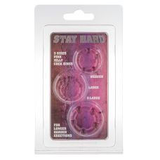 Набір з 3 шт ерекційних кілець без вібрації рожеві STAY HARD-Three Rings Pink