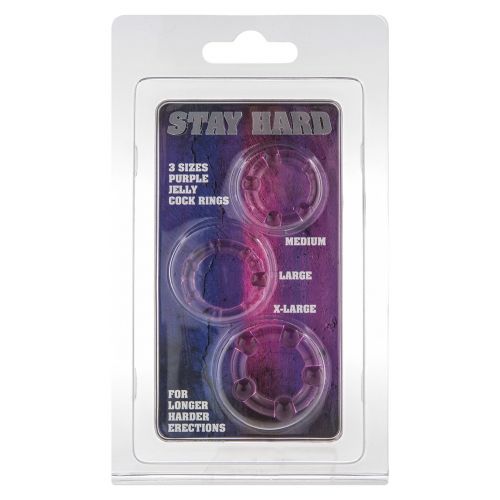 Набор из 3 шт эрекционных колец без вибрации фиолетовые STAY HARD - Three Rings Purple