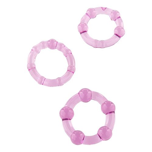 Набор из 3 шт эрекционных колец без вибрации фиолетовые STAY HARD - Three Rings Purple