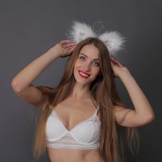 Хутряні вушка кішечки для рольових ігор Білі Okova