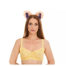 Хутряні вушка кішечки для рольових ігор персикові з фіолетовим Okova