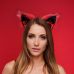 Меховые ушки кошечки с бантиком для ролевых игр Красные с черным Okova Меховые ушки кошечки с бантиком для ролевых игр Красные с черным Okova